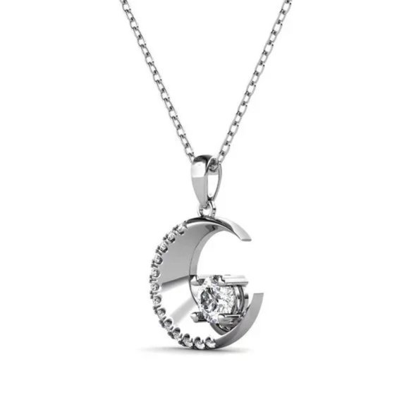 Certified 1/2 ct. t.w. Moissanite Diamond Crescent Moon Necklace NEW - Picture 3 of 7
